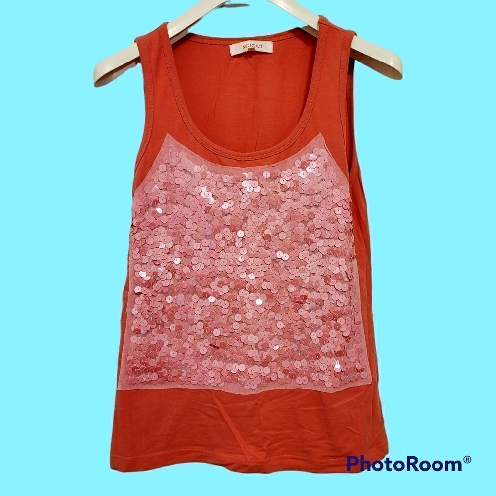 2/$20 Vintage pink sequins tank top